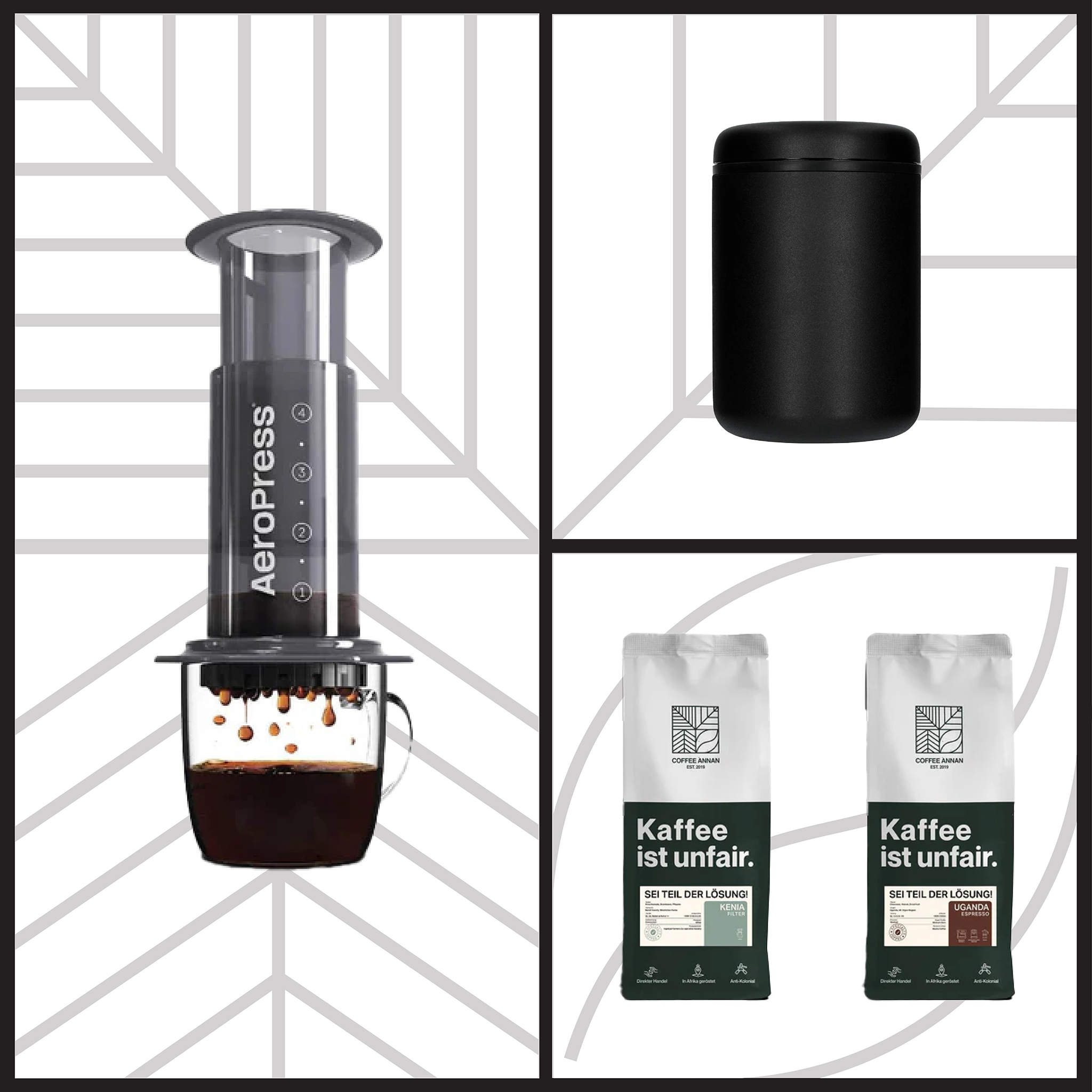 Fellow Atmos Canister 1,2L Matte-Schwarz, Aeropress, Probierpaket (Small)