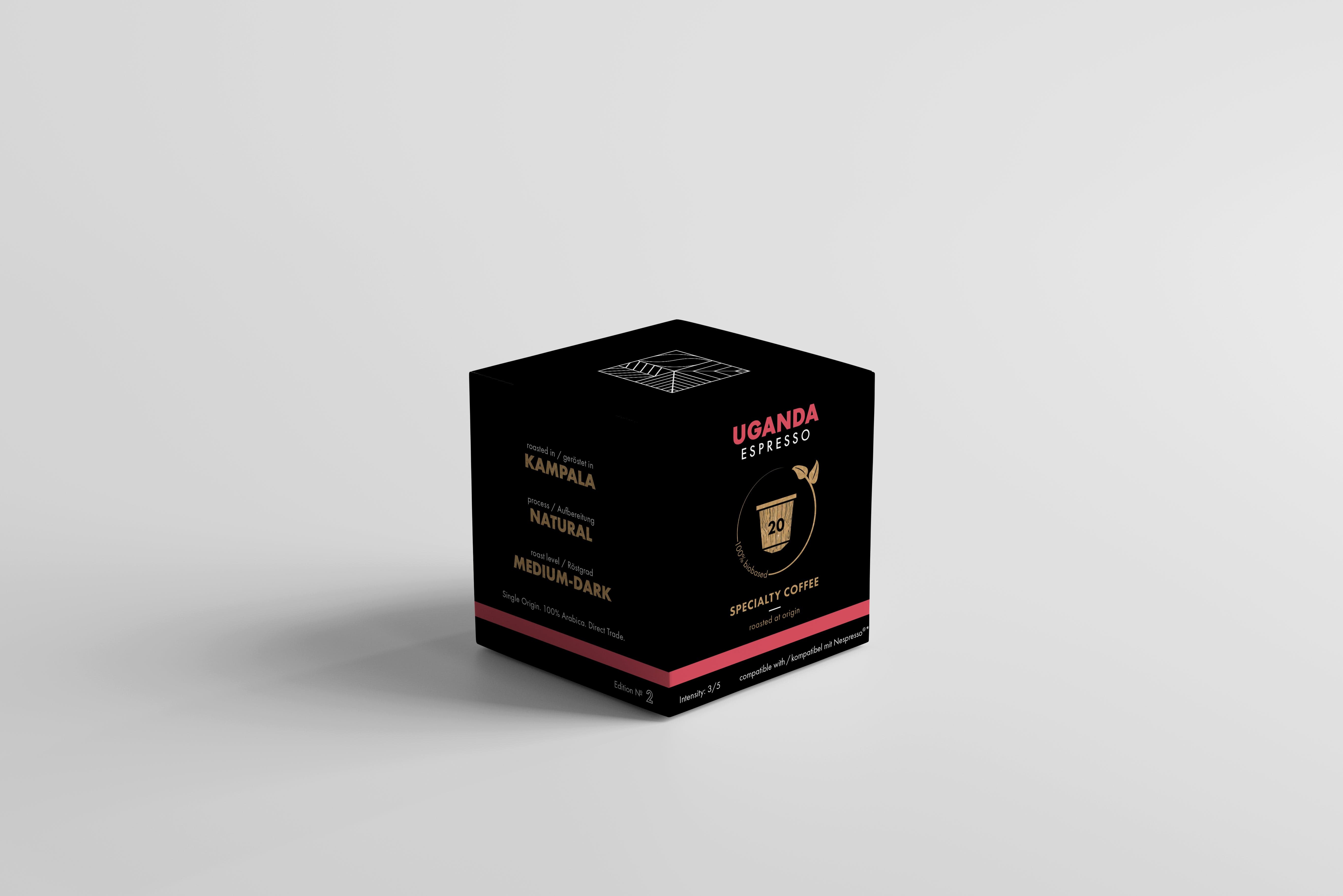 biodegradable capsule box pod uganda espresso coffee annan
